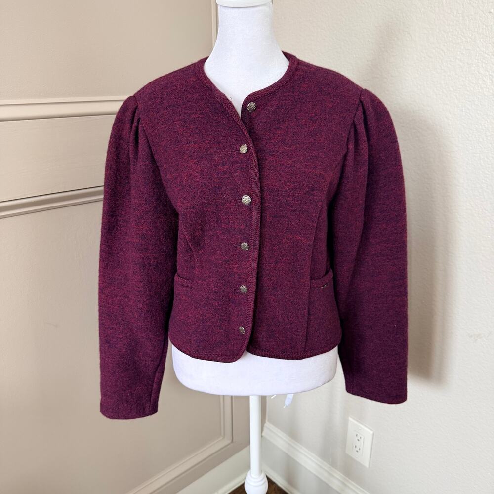 Vintage Geiger Austria Maroon 100% Wool Boiled Wool Jacket EU 38 US 6